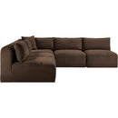 Meridian Shaggy Brown Corduroy Performance Fabric Modular Sectional IMAGE 4