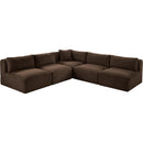 Meridian Shaggy Brown Corduroy Performance Fabric Modular Sectional IMAGE 6