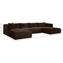 Meridian Shaggy Brown Corduroy Performance Fabric Modular Sectional IMAGE 12