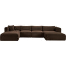 Meridian Shaggy Brown Corduroy Performance Fabric Modular Sectional IMAGE 3