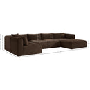 Meridian Shaggy Brown Corduroy Performance Fabric Modular Sectional IMAGE 12