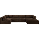 Meridian Shaggy Brown Corduroy Performance Fabric Modular Sectional IMAGE 3