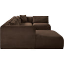 Meridian Shaggy Brown Corduroy Performance Fabric Modular Sectional IMAGE 4