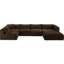 Meridian Shaggy Brown Corduroy Performance Fabric Modular Sectional IMAGE 6