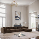 Meridian Shaggy Brown Corduroy Performance Fabric Modular Sectional IMAGE 2