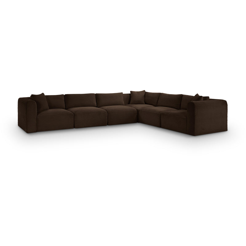 Meridian Shaggy Brown Corduroy Performance Fabric Modular Sectional IMAGE 1