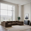 Meridian Shaggy Brown Corduroy Performance Fabric Modular Sectional IMAGE 2