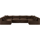 Meridian Shaggy Brown Corduroy Performance Fabric Modular Sectional IMAGE 3
