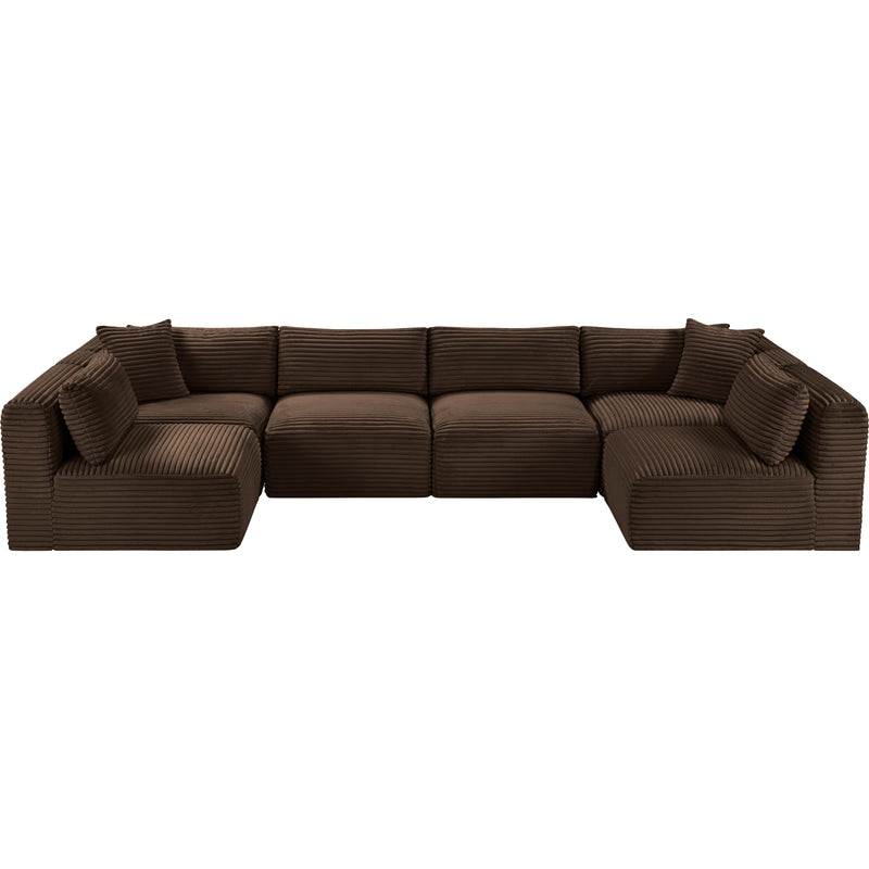 Meridian Shaggy Brown Corduroy Performance Fabric Modular Sectional IMAGE 6