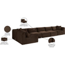 Meridian Shaggy Brown Corduroy Performance Fabric Modular Sectional IMAGE 13