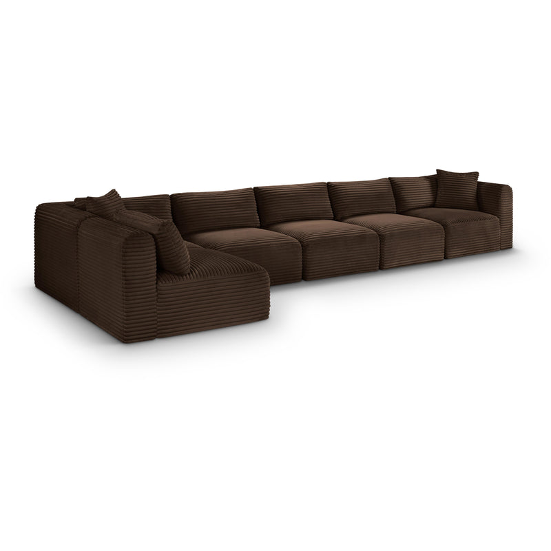 Meridian Shaggy Brown Corduroy Performance Fabric Modular Sectional IMAGE 1