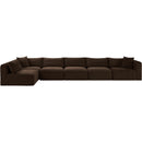 Meridian Shaggy Brown Corduroy Performance Fabric Modular Sectional IMAGE 3