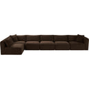 Meridian Shaggy Brown Corduroy Performance Fabric Modular Sectional IMAGE 5