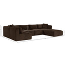 Meridian Shaggy Brown Corduroy Performance Fabric Modular Sectional IMAGE 13