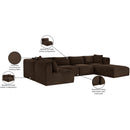Meridian Shaggy Brown Corduroy Performance Fabric Modular Sectional IMAGE 14