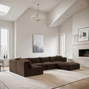 Meridian Shaggy Brown Corduroy Performance Fabric Modular Sectional IMAGE 2