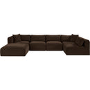 Meridian Shaggy Brown Corduroy Performance Fabric Modular Sectional IMAGE 3