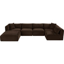 Meridian Shaggy Brown Corduroy Performance Fabric Modular Sectional IMAGE 6