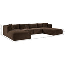 Meridian Shaggy Brown Corduroy Performance Fabric Modular Sectional IMAGE 11