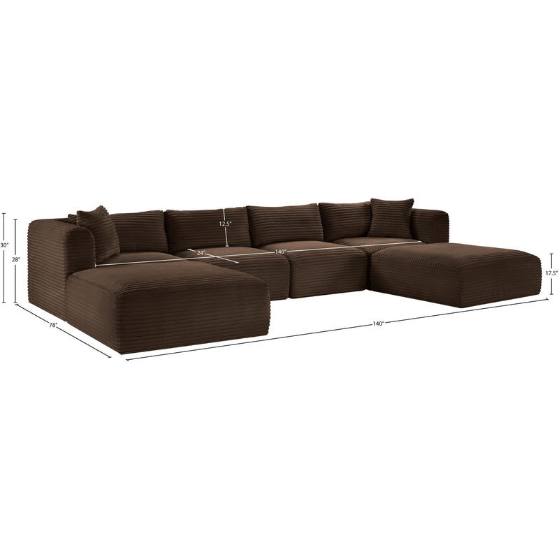 Meridian Shaggy Brown Corduroy Performance Fabric Modular Sectional IMAGE 11