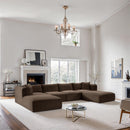 Meridian Shaggy Brown Corduroy Performance Fabric Modular Sectional IMAGE 2