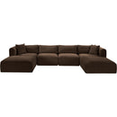 Meridian Shaggy Brown Corduroy Performance Fabric Modular Sectional IMAGE 3