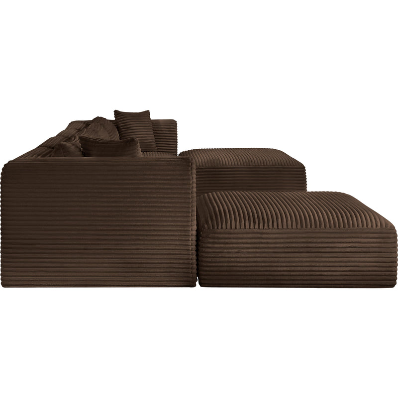 Meridian Shaggy Brown Corduroy Performance Fabric Modular Sectional IMAGE 4