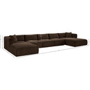 Meridian Shaggy Brown Corduroy Performance Fabric Modular Sectional IMAGE 13