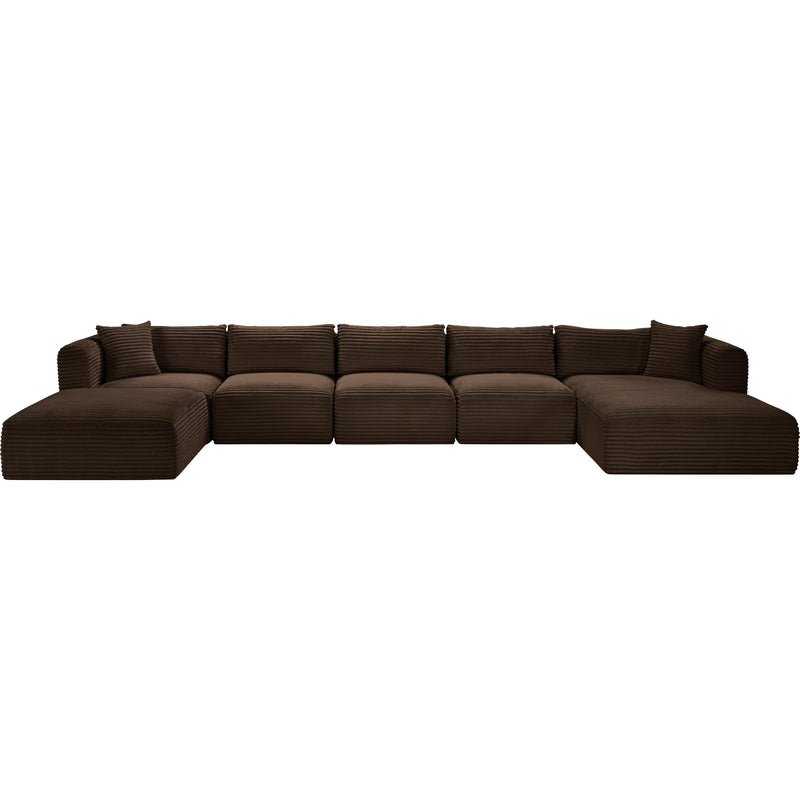 Meridian Shaggy Brown Corduroy Performance Fabric Modular Sectional IMAGE 3