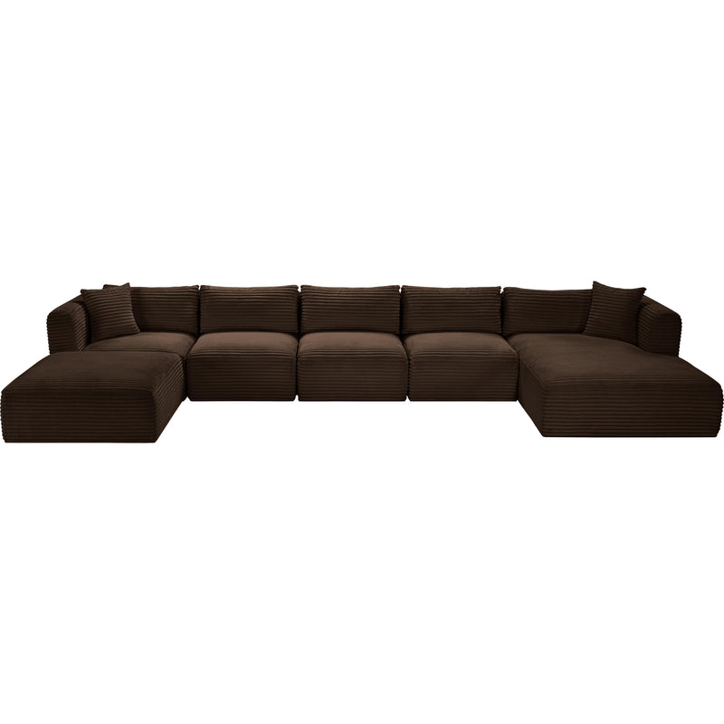 Meridian Shaggy Brown Corduroy Performance Fabric Modular Sectional IMAGE 6