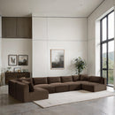 Meridian Shaggy Brown Corduroy Performance Fabric Modular Sectional IMAGE 2