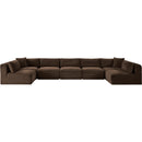 Meridian Shaggy Brown Corduroy Performance Fabric Modular Sectional IMAGE 3
