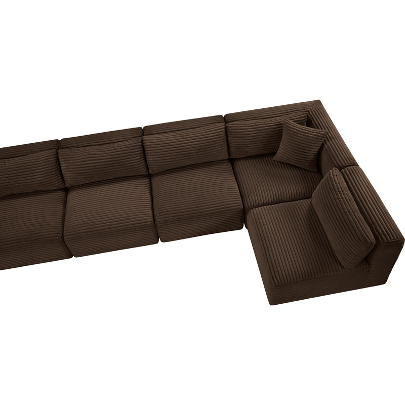 Meridian Shaggy Brown Corduroy Performance Fabric Modular Sectional IMAGE 10