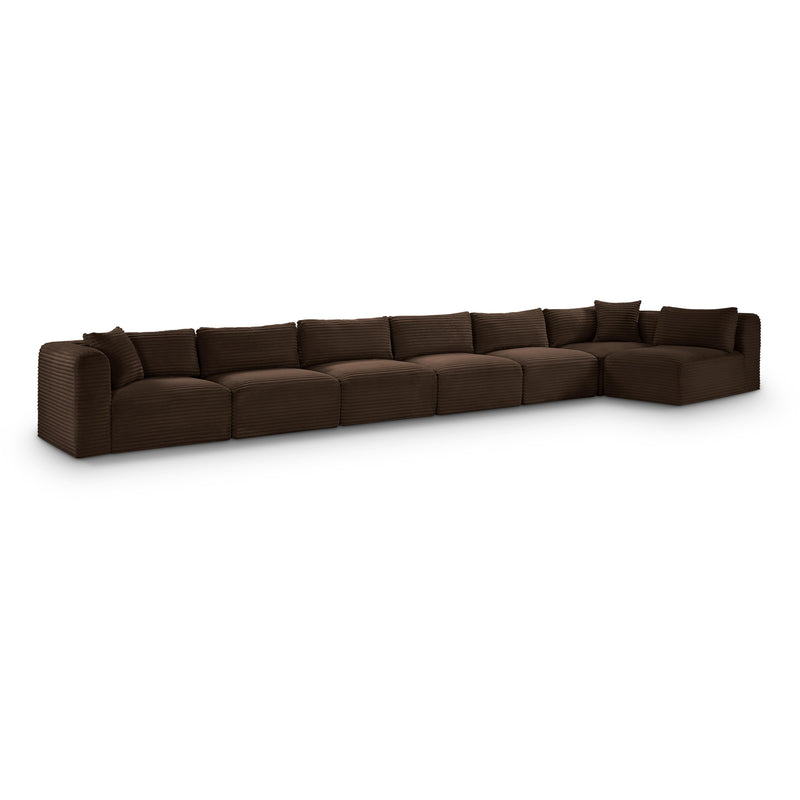 Meridian Shaggy Brown Corduroy Performance Fabric Modular Sectional IMAGE 1