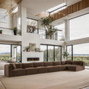 Meridian Shaggy Brown Corduroy Performance Fabric Modular Sectional IMAGE 2