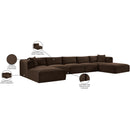 Meridian Shaggy Brown Corduroy Performance Fabric Modular Sectional IMAGE 12