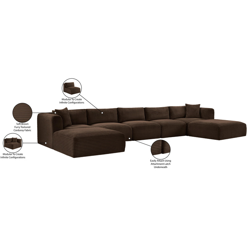 Meridian Shaggy Brown Corduroy Performance Fabric Modular Sectional IMAGE 12