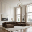 Meridian Shaggy Brown Corduroy Performance Fabric Modular Sectional IMAGE 2