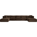 Meridian Shaggy Brown Corduroy Performance Fabric Modular Sectional IMAGE 3