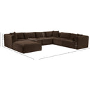 Meridian Shaggy Brown Corduroy Performance Fabric Modular Sectional IMAGE 13