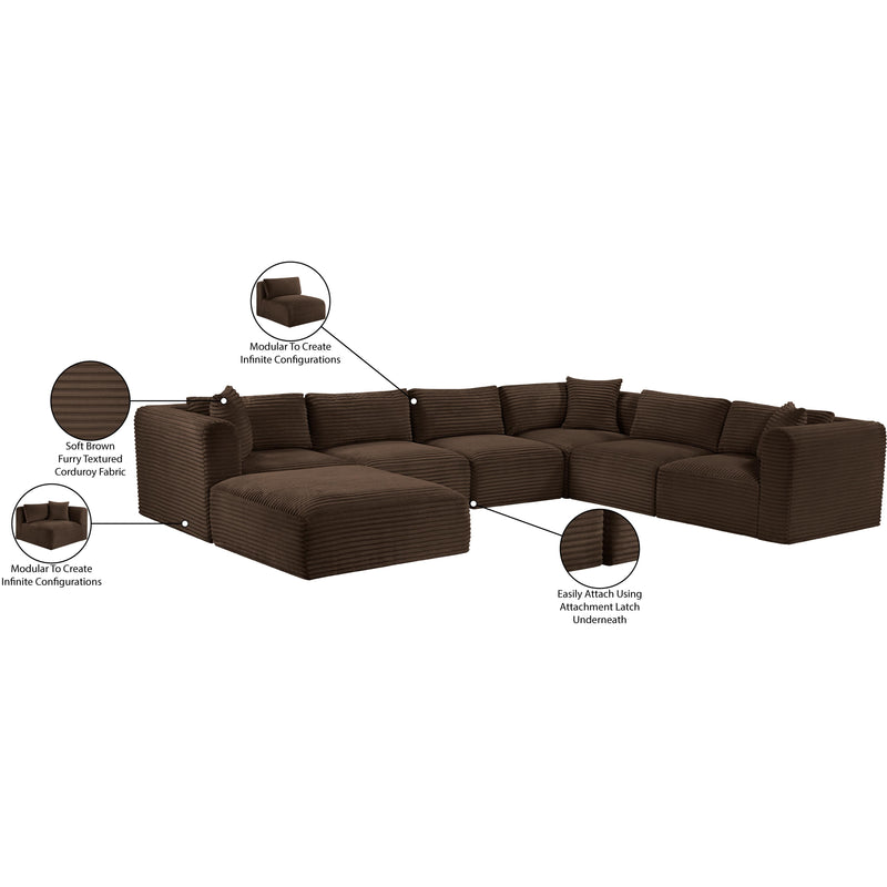 Meridian Shaggy Brown Corduroy Performance Fabric Modular Sectional IMAGE 14