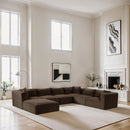 Meridian Shaggy Brown Corduroy Performance Fabric Modular Sectional IMAGE 2