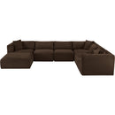 Meridian Shaggy Brown Corduroy Performance Fabric Modular Sectional IMAGE 6