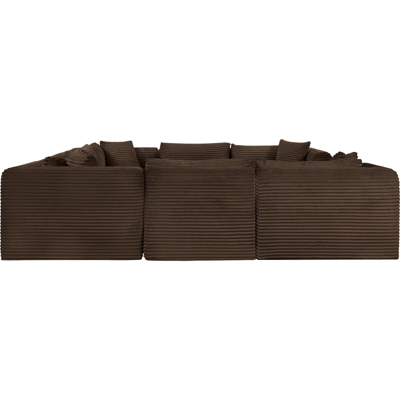 Meridian Shaggy Brown Corduroy Performance Fabric Modular Sectional IMAGE 4