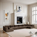 Meridian Shaggy Brown Corduroy Performance Fabric Modular Sectional IMAGE 2