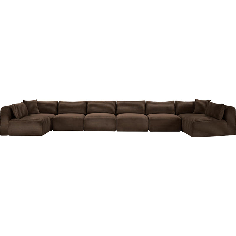 Meridian Shaggy Brown Corduroy Performance Fabric Modular Sectional IMAGE 3