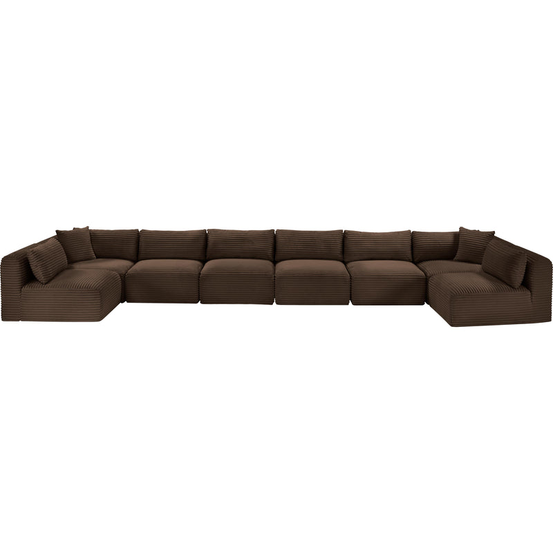 Meridian Shaggy Brown Corduroy Performance Fabric Modular Sectional IMAGE 6