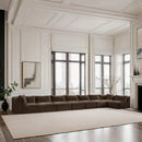 Meridian Shaggy Brown Corduroy Performance Fabric Modular Sectional IMAGE 2