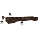Meridian Shaggy Brown Corduroy Performance Fabric Modular Sectional IMAGE 13