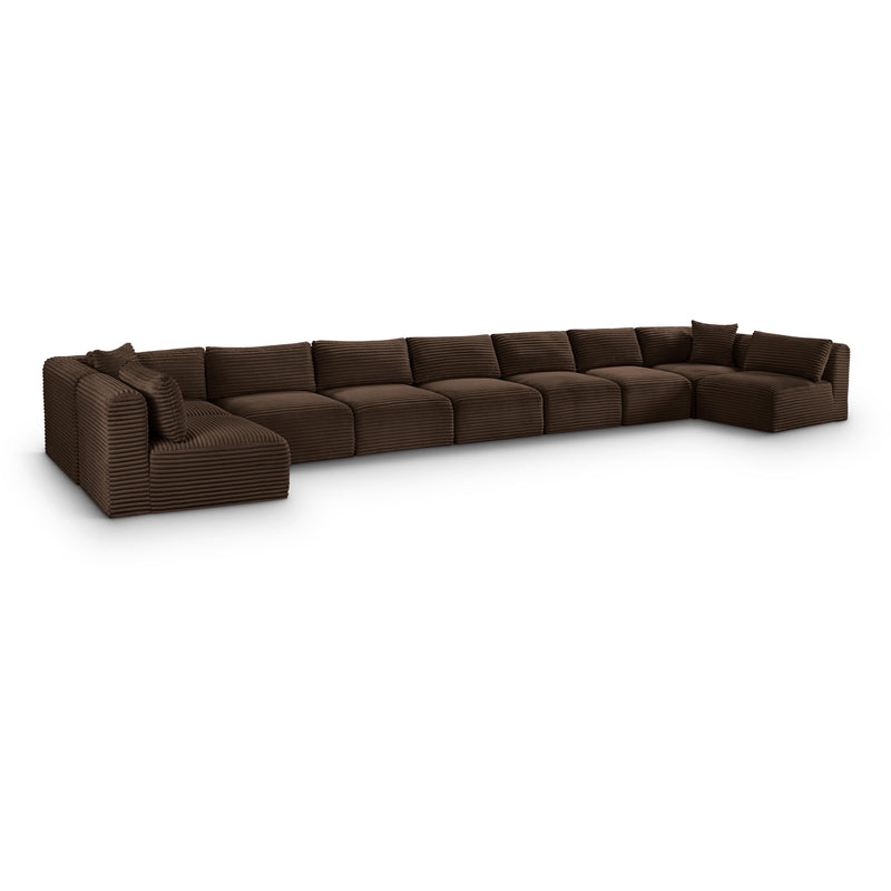 Meridian Shaggy Brown Corduroy Performance Fabric Modular Sectional IMAGE 1